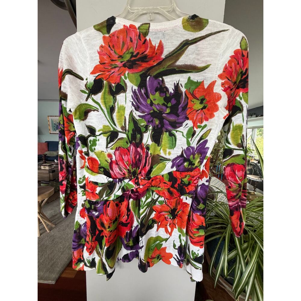 Guinevere Anthropologie Floral Open Front Cardigan Women's S lightweight Sweater - Picture 3 of 5